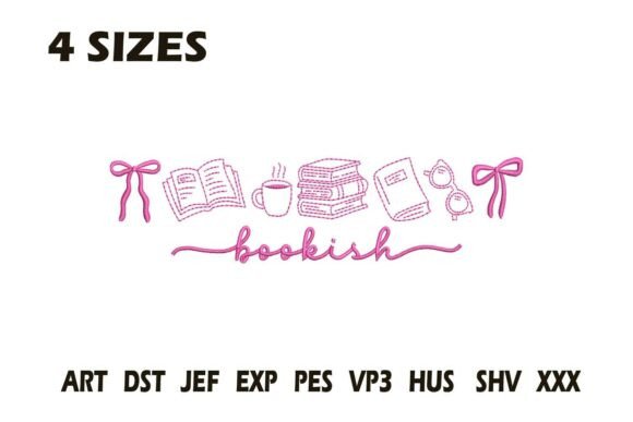 Bookish Line Art Embroidery Design: Elevating Textiles with Literary Whimsy