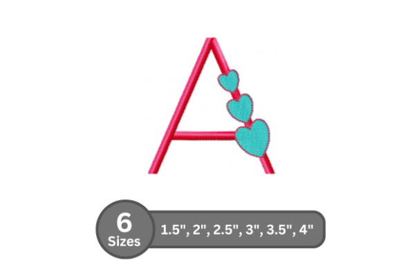 Candy Heart Alphabet -a: A Fill Stitch Embroidery Font