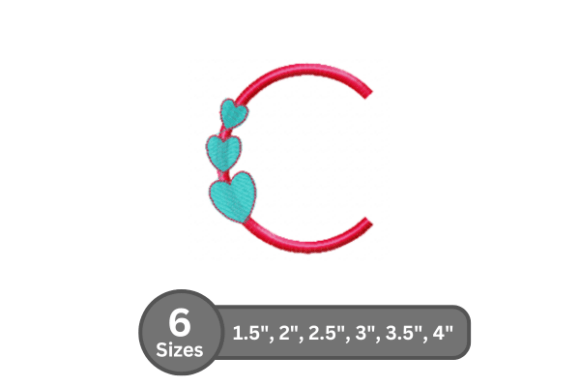 Candy Heart Alphabet- C: A Bold Fill Stitch Font for Modern Embroidery