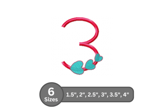 Candy Heart Number -3: A Bold Fill Stitch Font for Professional Embroidery