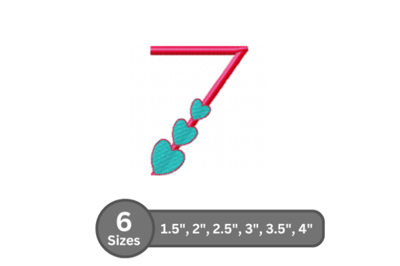 Elevating Textile Design with the Candy Heart Number -7 Embroidery Font