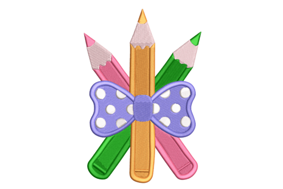 Girly Pencil Trio: A Vibrant Machine Embroidery Design